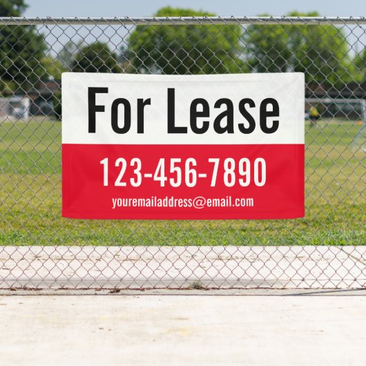 Voor lease rood wit en zwart Tekst Telefoonnummer Spandoek (Insitu)