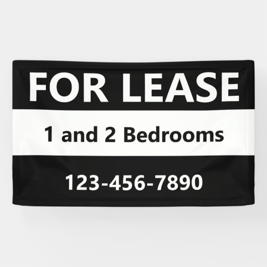 Voor Lease Zwart-wit Appartement Leasing Spandoek (Horizontaal)