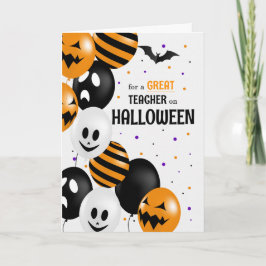 voor leraren-ballonnen en Polka Dots Halloween Kaart