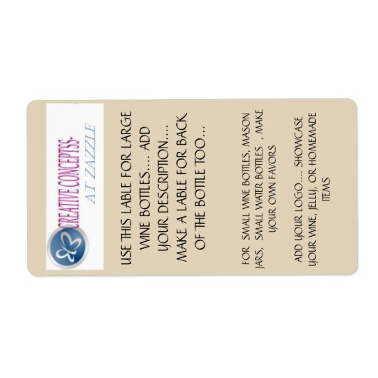 VOOR LG., KLEINE WIJNFLESSEN, POTTEN, KLEIN WATER ETIKET (Voorkant)