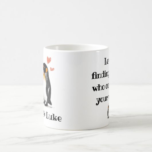 Voor liefhebbers, pinguïns citeren, namen toevoege koffiemok (Center)