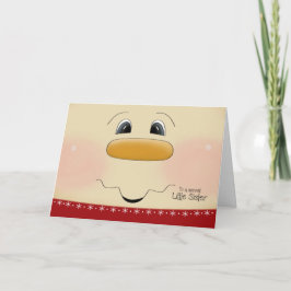 Voor Little Sister Christmas Happy Snowman Face Feestdagen Kaart