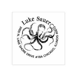 voor Luke octopus de postzegel van het terugkeerad Rubberstempel