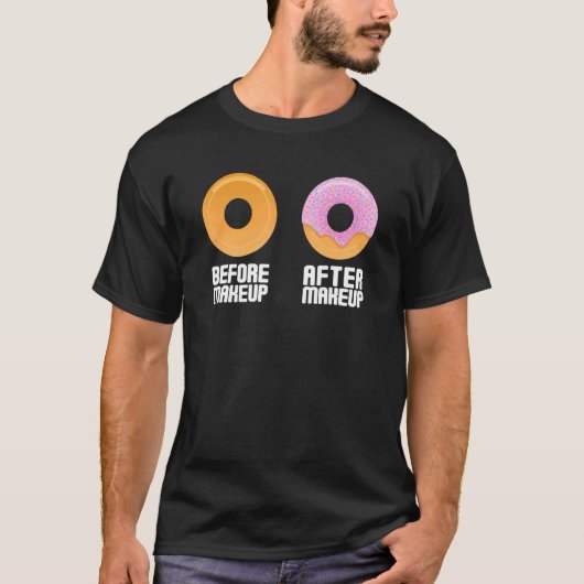 Vóór Makeup na Makeup met zoete geglazuurde donut T-shirt (Voorkant)