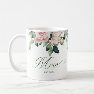 Voor mam Blush Pink Floral Coffee Mok