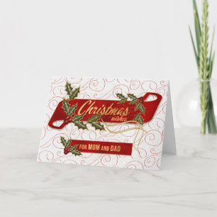 voor mam en pap op kerstwens Holly Feestdagen Kaart