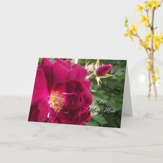 Voor mam mama Grootouders Dag Red Rose en Bud Kaart (Gele Bloem)
