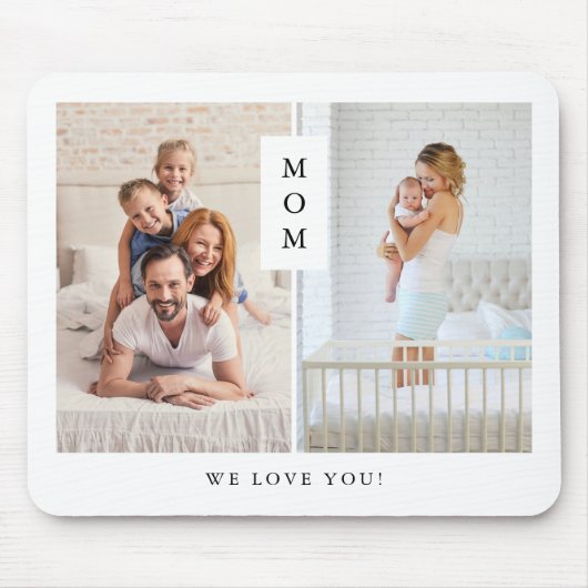 Voor mam | Modern twee fotoraster Muismat (Voorkant)