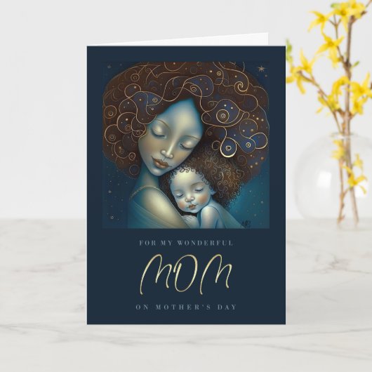 Voor mam op Moederdag moeder en dochter Kaart (Gele Bloem)