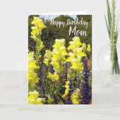 Voor mam Yellow Snapdragons Floral Birthday Kaart (Voorkant)