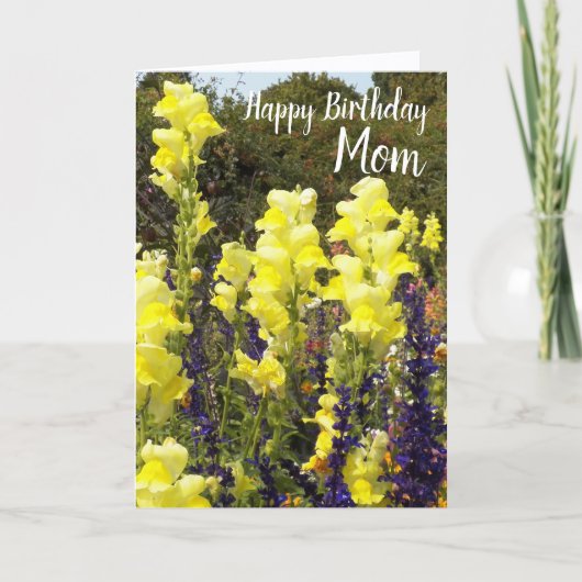 Voor mam Yellow Snapdragons Floral Birthday Kaart (Voorkant)