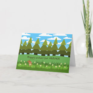 Voor Mama Birthday Cute Bunny met Daisy Kaart