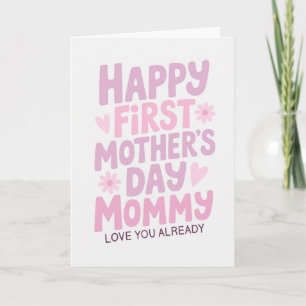 Voor mama gelukkige eerste moederdag roze paars kaart