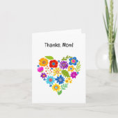Voor mama Mooie Bloemen Hart Bedankt Card (Voorkant)