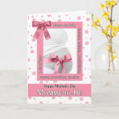 voor mama om op Moederdag roze pokadot te staan Kaart (Gele Bloem)