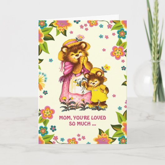 Voor mama op Moederdag. Zoete Beren Bedankkaart (Voorkant)