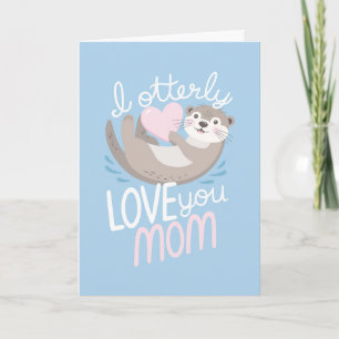 Voor mama otterlief heb ik je lief Cute Otter Pun Kaart