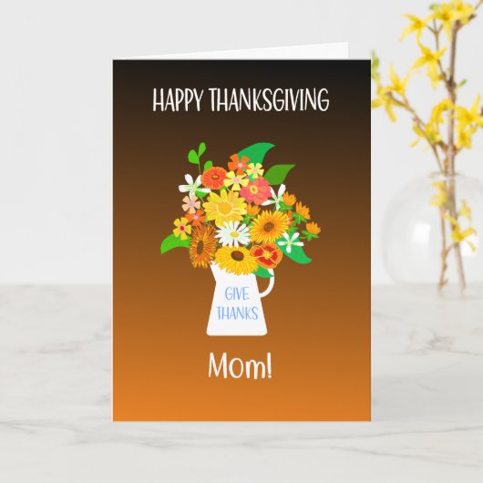 Voor mama Thanksgiving Bloemenboeket Kaart (Gele Bloem)