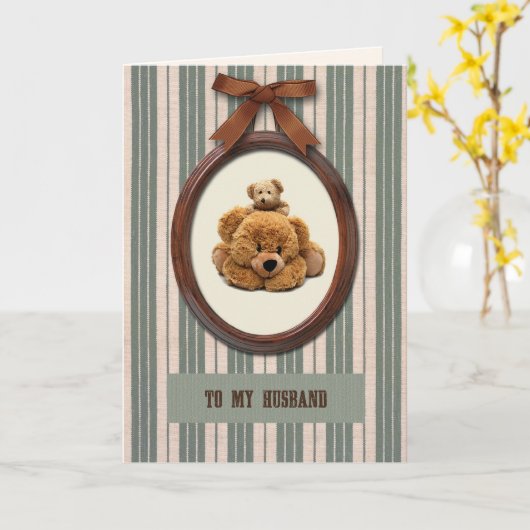 Voor man op Vaderdag Leuke Teddy Bears Kaart (Gele Bloem)