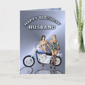 Voor man, verjaardag met meisjes en een motorfiets kaart (Voorkant)