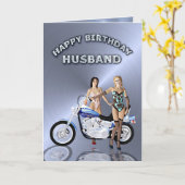 Voor man, verjaardag met meisjes en een motorfiets kaart (Gele Bloem)