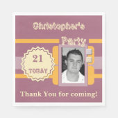 Voor mannen 21 hedendaagse fotonaam bruin feest servet (Voorkant)