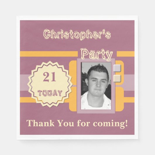 Voor mannen 21 hedendaagse fotonaam bruin feest servet (Voorkant)