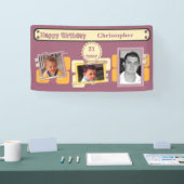 Voor mannen 21st voeg foto's toe: burgundy party spandoek (Beurs)