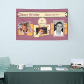 Voor mannen 21st voeg foto's toe: burgundy party spandoek (Beurs)