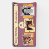 Voor mannen 21st voeg foto's toe: burgundy party spandoek (Verticaal)