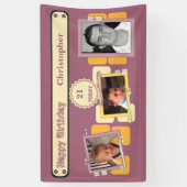 Voor mannen 21st voeg foto's toe: burgundy party spandoek (Verticaal)