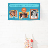 Voor mannen 40th voeg foto's toe naam blauwe parti spandoek (Insitu)