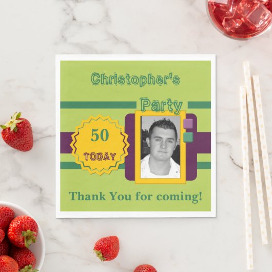 Voor mannen 50 hedendaagse fotonaam groene party servet (Insitu)