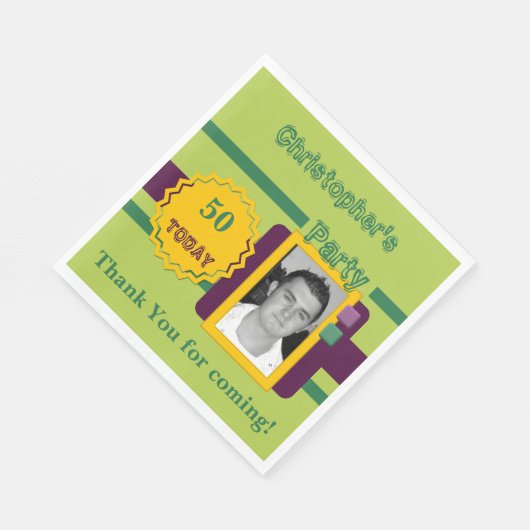 Voor mannen 50 hedendaagse fotonaam groene party servet (Hoek)