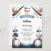 Voor Mannen Ball Wood Game Team Honkbal 1e Verjaar Kaart (Voorkant)