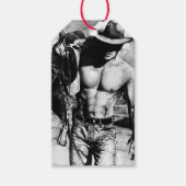 Voor mannen: Klassic Fine Art Alpha Male Cowboy Cadeaulabel (Voorkant)