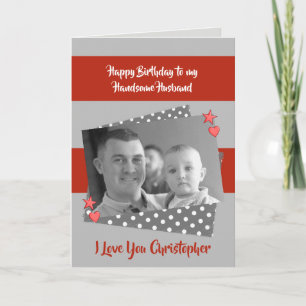 Voor mannen Man rood & grijs Verjaardag foto groet Kaart