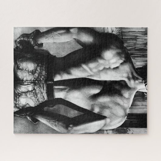 Voor mannen met de hand getrokken kunstmannetjes legpuzzel (Horizontaal)