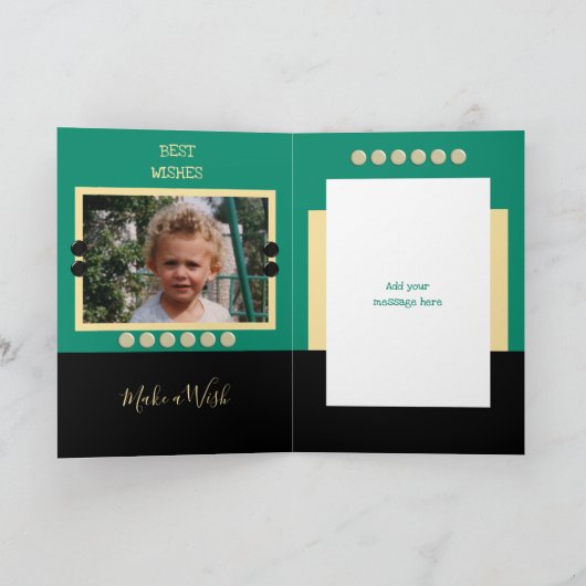 Voor mannen Verjaardag met naam foto groen en zwar Kaart (Binnen)