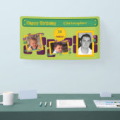 Voor mannen voeg 50th foto's toe naam groene parti spandoek (Beurs)