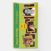 Voor mannen voeg 50th foto's toe naam groene parti spandoek (Verticaal)