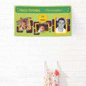 Voor mannen voeg 50th foto's toe naam groene parti spandoek (Insitu)