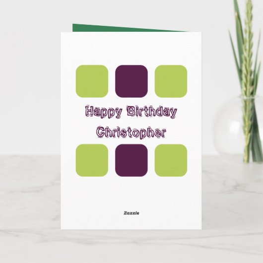 Voor mannen voeg je foto's groen paars 50e verjaar kaart (Achterkant)