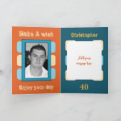 Voor mannen voeg je foto's toe oranje blauw 40e ve kaart (Binnen)