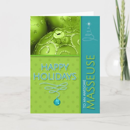 voor Masseuse Green en Turquoise Modern Holiday Feestdagen Kaart (Voorkant)