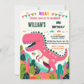 voor meisje kinder schattige jongens T drie 3 rex Kaart (Voorkant)