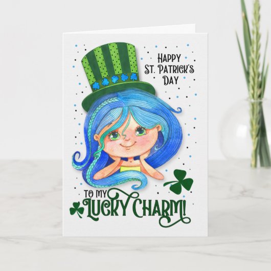Voor meisjes St. Patrick's Day Cute Irish Lass Feestdagen Kaart (Voorkant)