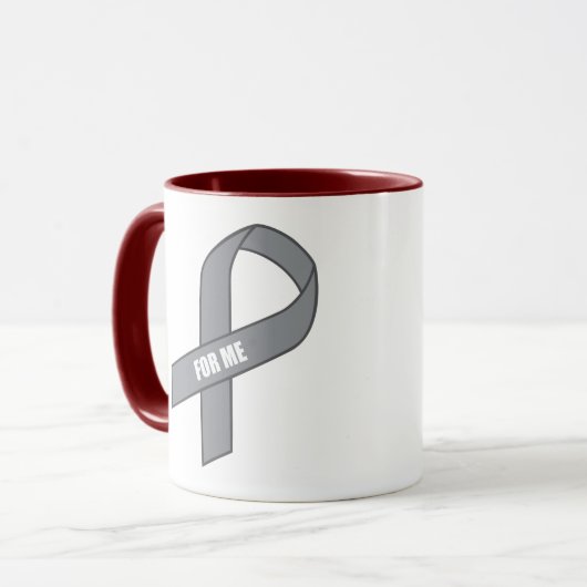 Voor mij (grijs / zilverbewustmakingslint) mok (Voorkant links)