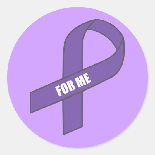Voor mij (Paarse lint) Ronde Sticker (Voorkant)