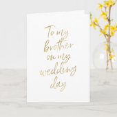 Voor mijn broer op mijn bruiloft | met gouden lett kaart (Gele Bloem)